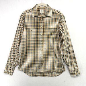 Taylor Stitch Shirt Men 40/M Cream Grey 100% Organic Cotton Plaid Office Classic